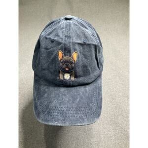 Your Breed Baseball Cap Boston Terrier Embroidered Zippered Pocket Blue/Gray
